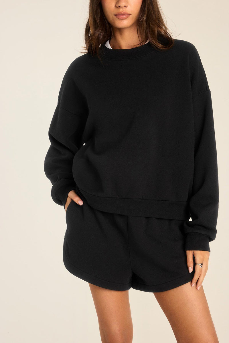 Dawn Crewneck - Black French Terry – Vitamin A