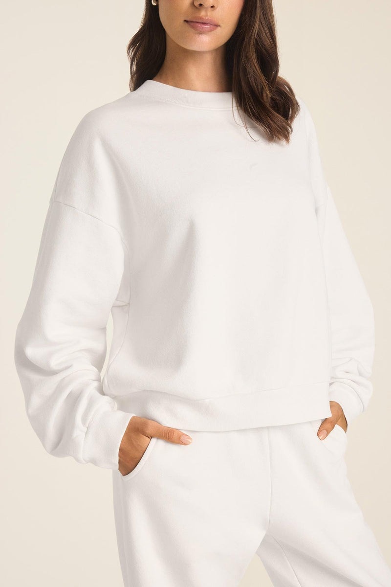 Dawn Crewneck - White French Terry – Vitamin A