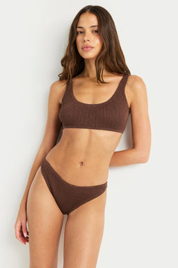 Coast Cotton Bralette Bikini Set - Coffee - image 1