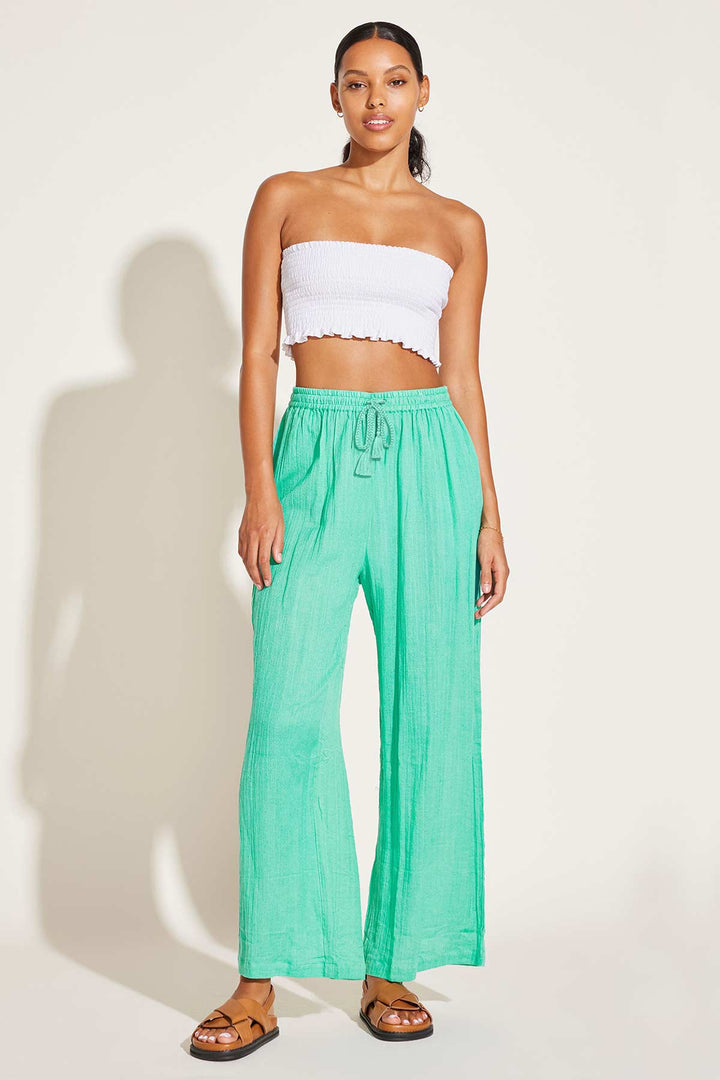 Costa Pant in Seafoam Crinkle Organic Cotton