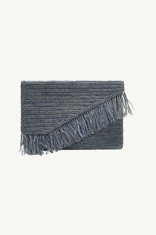 Paloma Clutch - Blue Raffia