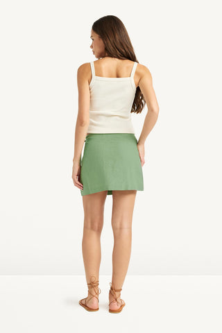 Willa Wrap Mini Skirt - Sage EcoLinen
