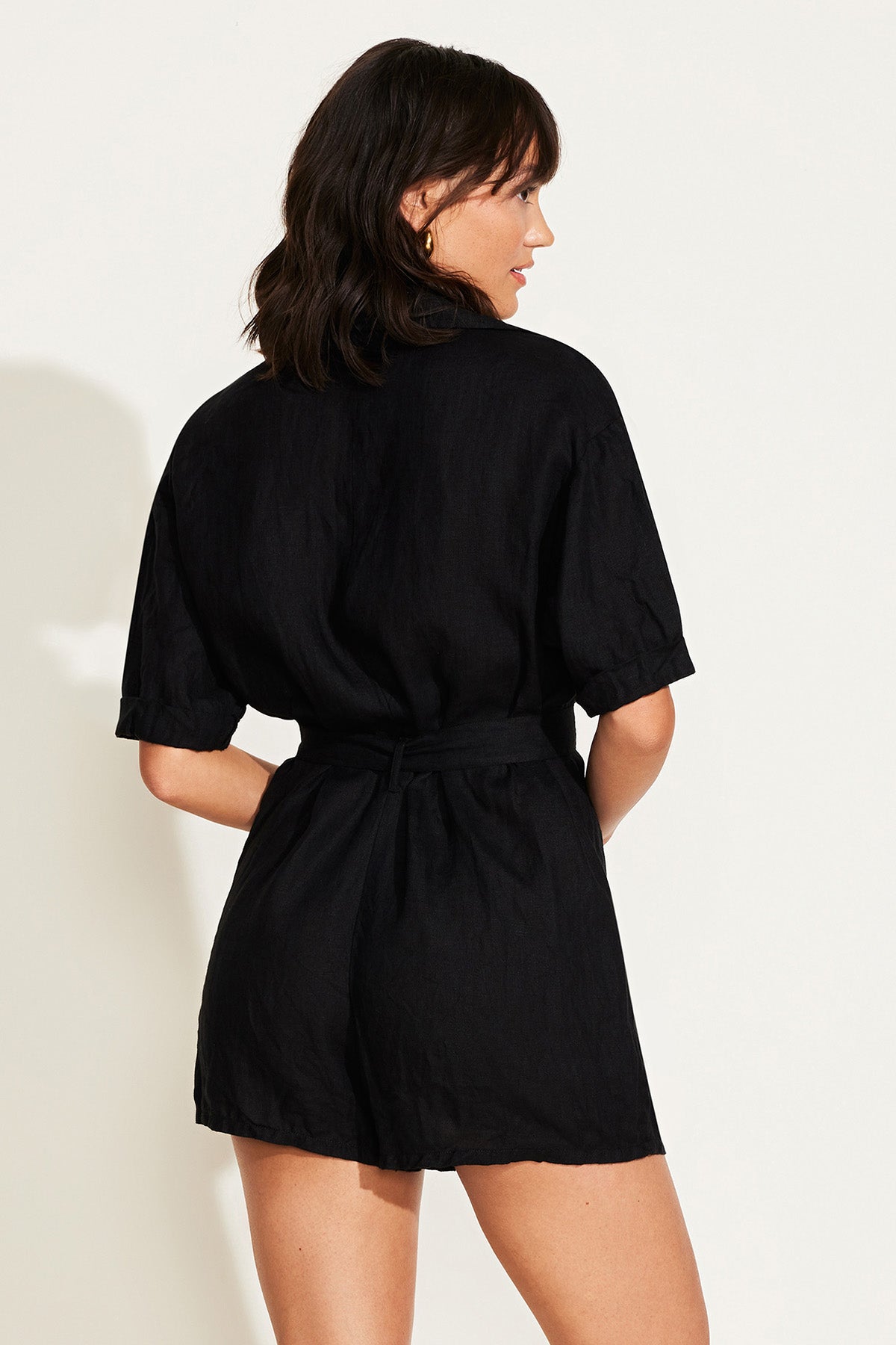 ADOME Women's Summer Jumpsuit – Loose Fit Short Sleeve Romper With Pockets, Black, Rayon Blend