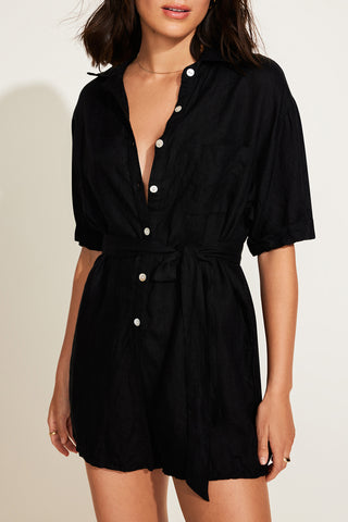 Playa Romper - Black EcoLinen