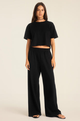 Coast Crop Tee - Black Cotton Jersey
