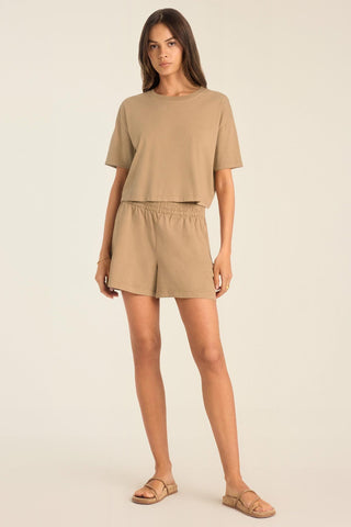 Coast Crop Tee - Latte Cotton Jersey