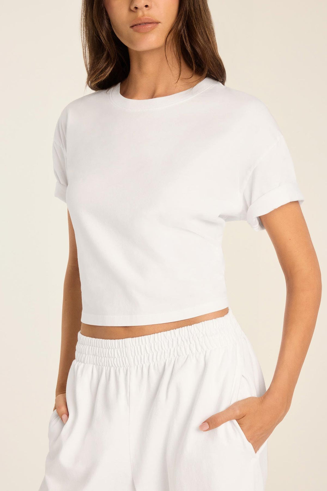 Coast Crop Tee - White Cotton Jersey – Vitamin A