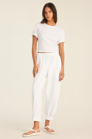 Coast Crop Tee - White Cotton Jersey
