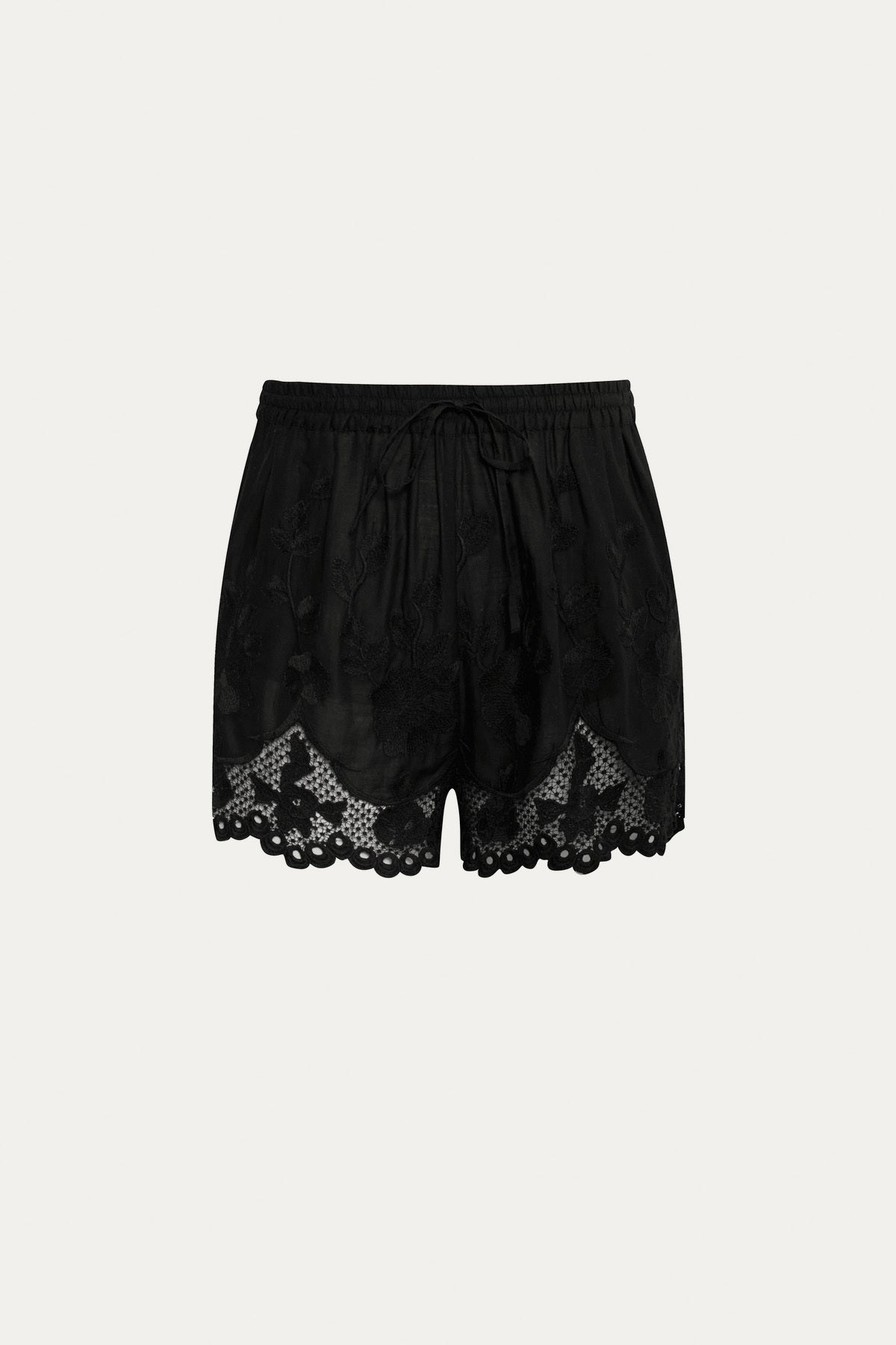 Vitamin A Flora Short Black Beachside Broderie