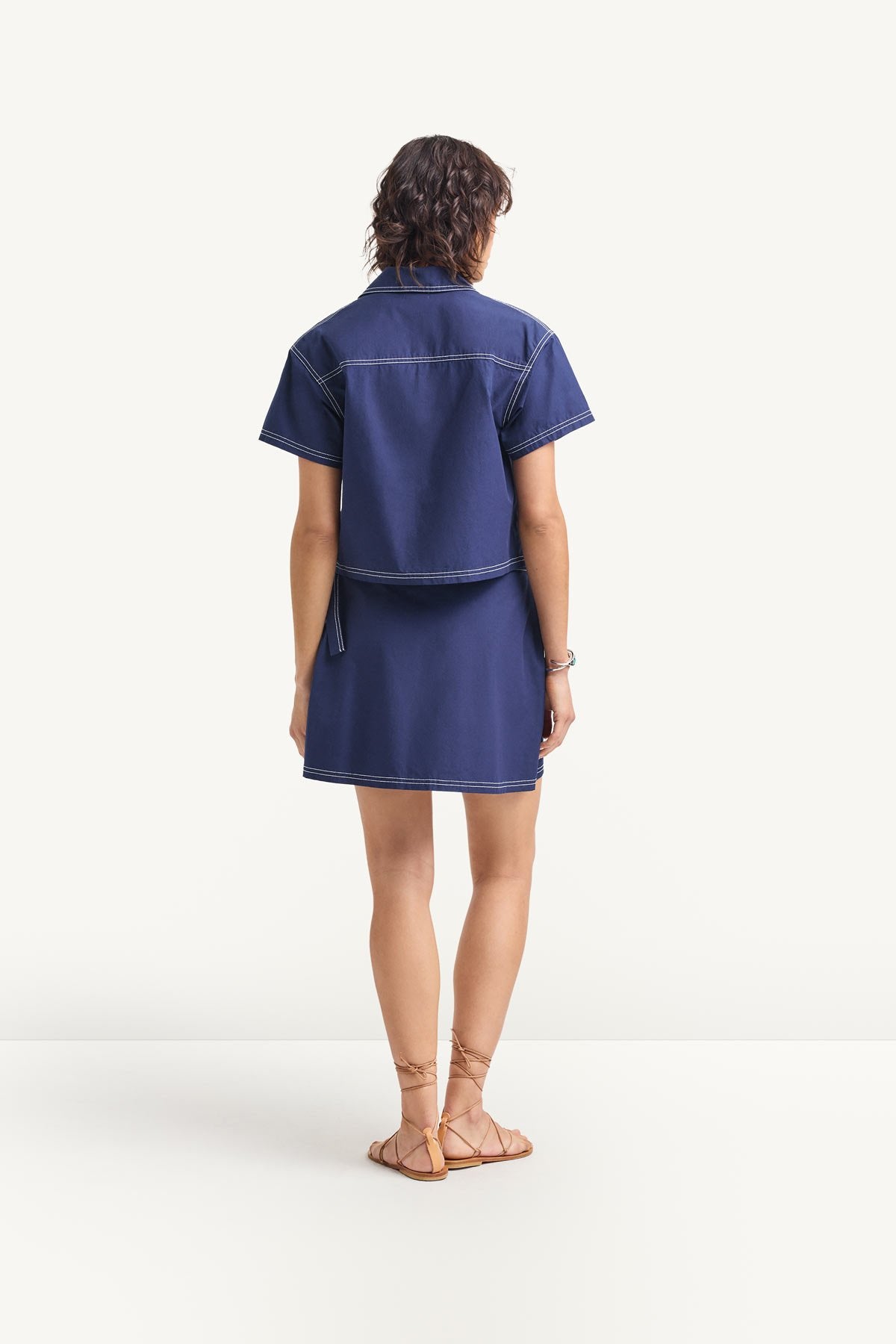 Vitamin A Ashley Wrap Skirt Midnight Cotton Poplin
