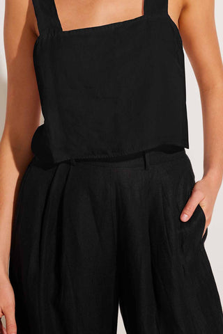 Tallows Crop Top - Black EcoLinen