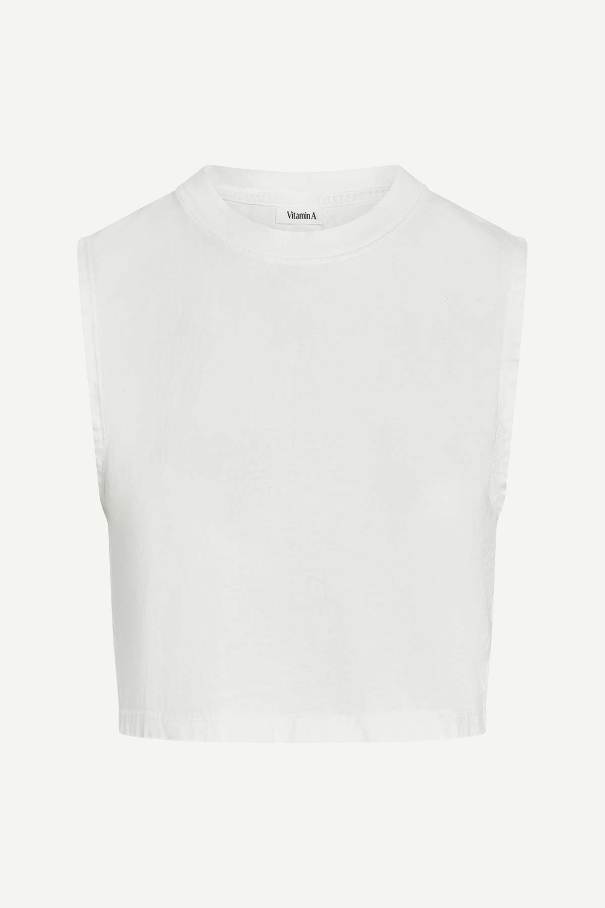 Coast Crop Muscle Tank - White Cotton Jersey – Vitamin A