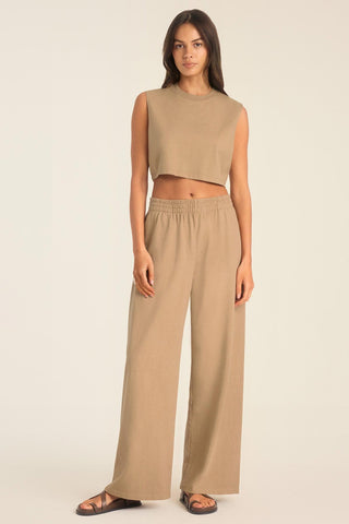 Coast Crop Muscle Tank - Latte Cotton Jersey