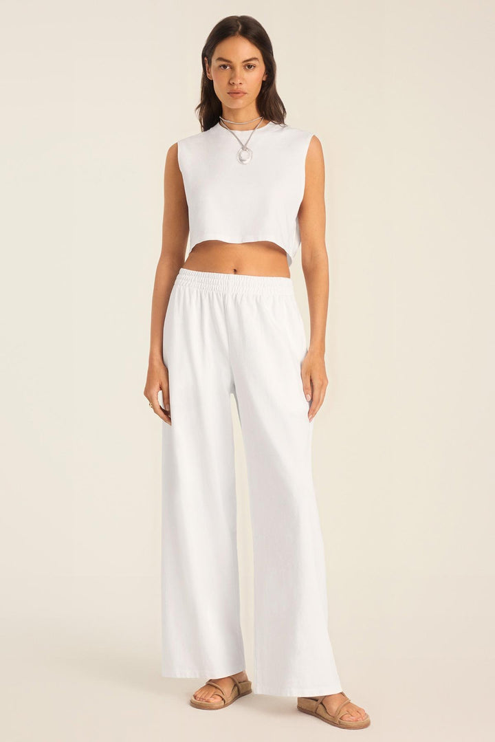 Coast Pant in White Cotton Jersey