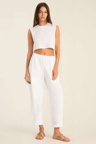 Coast Pant - White Cotton Jersey