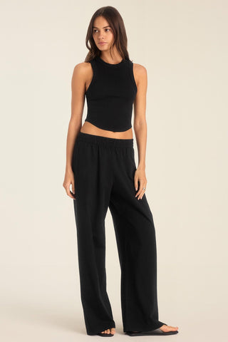 Daybreak Essential Crop Tank - Black Cotton Rib