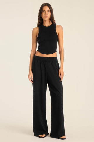 Daybreak Essential Crop Tank - Black Cotton Rib