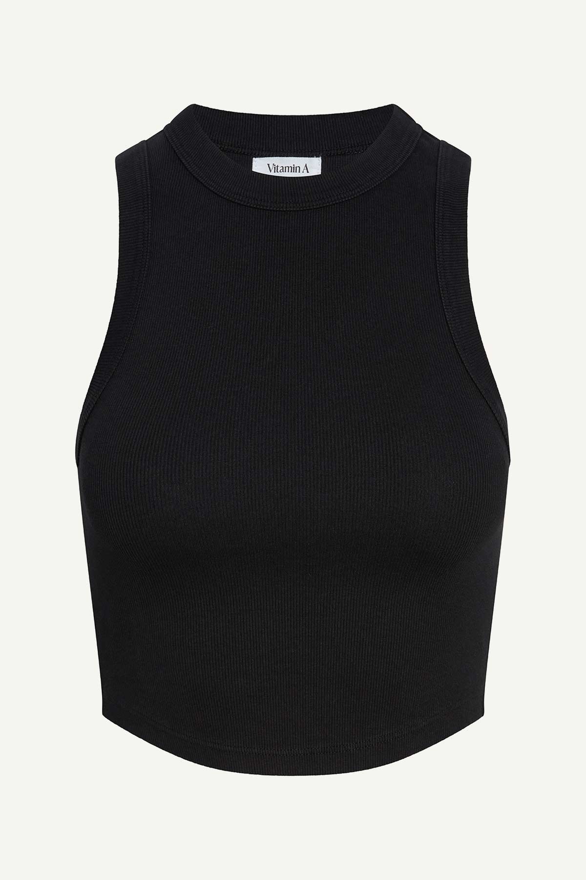 Daybreak Essential Crop Tank - Black Cotton Rib – Vitamin A