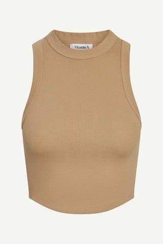 Daybreak Essential Crop Tank - Latte Cotton Rib