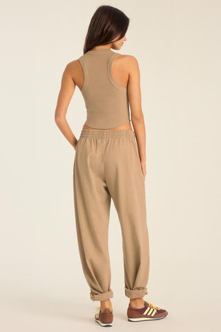 Daybreak Essential Crop Tank - Latte Cotton Rib