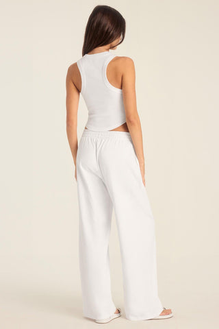 Daybreak Essential Crop Tank - White Cotton Rib