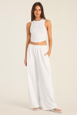 Daybreak Essential Crop Tank - White Cotton Rib