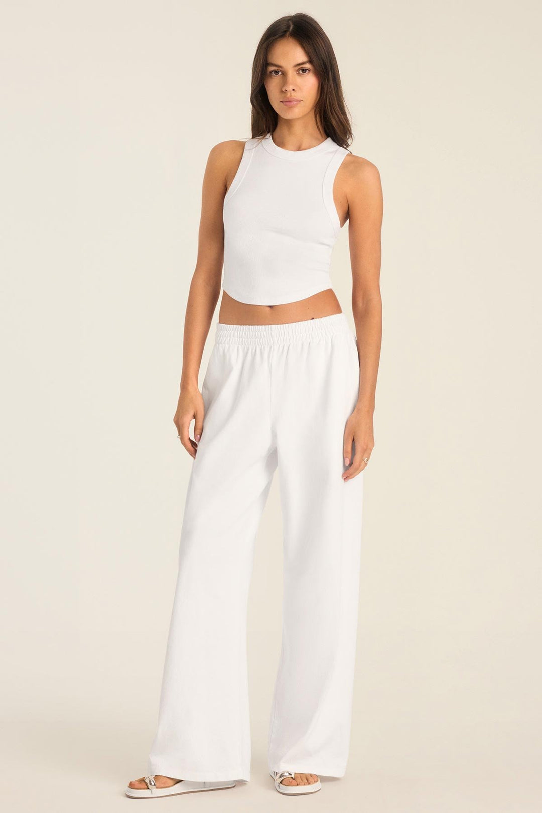 Daybreak Essential Crop Tank and Coast Pant in White