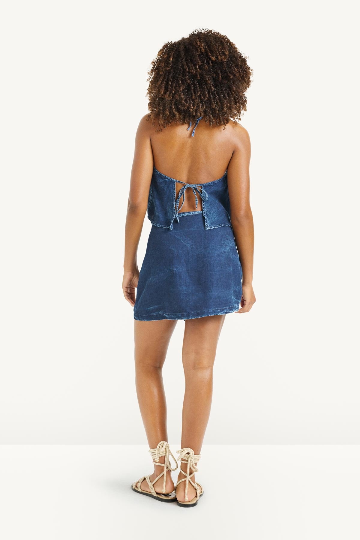 Vitamin A Willa Mini Wrap Skirt Daydream Denim