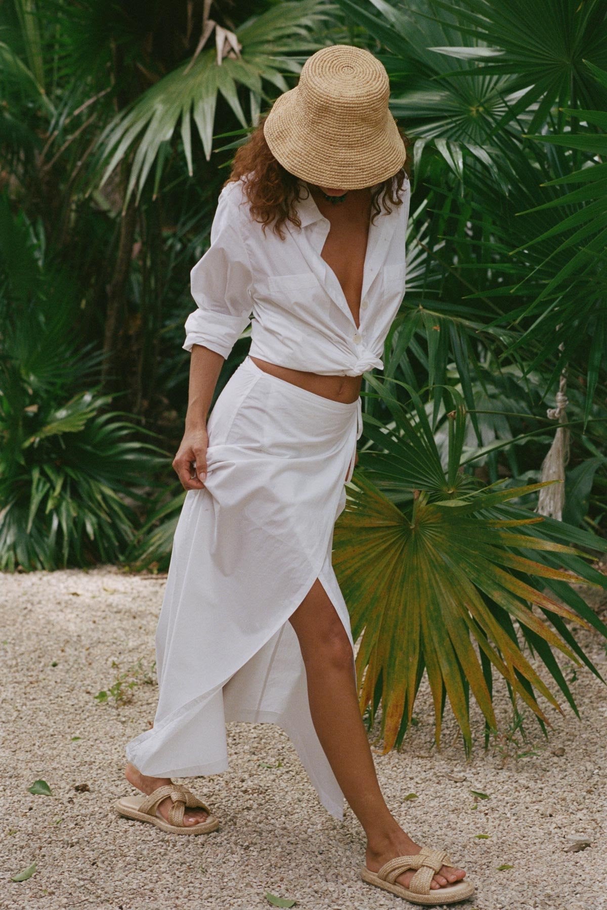 Vitamin A Willla Wrap Skirt White Cotton Poplin