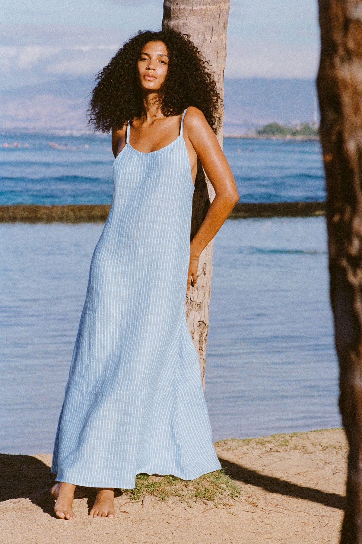 Vitamin A Mari Maxi Dress Summer Stripe Ecolinen