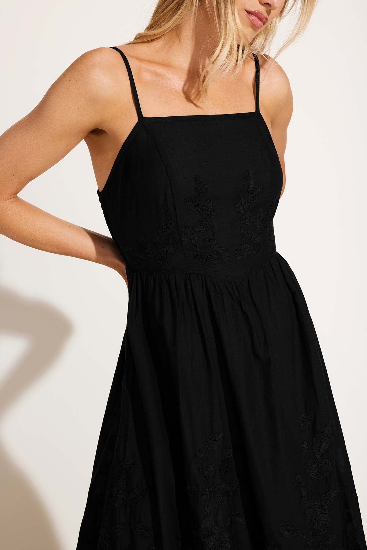 Vitamin A Flora Dress Black Beachside Broderie