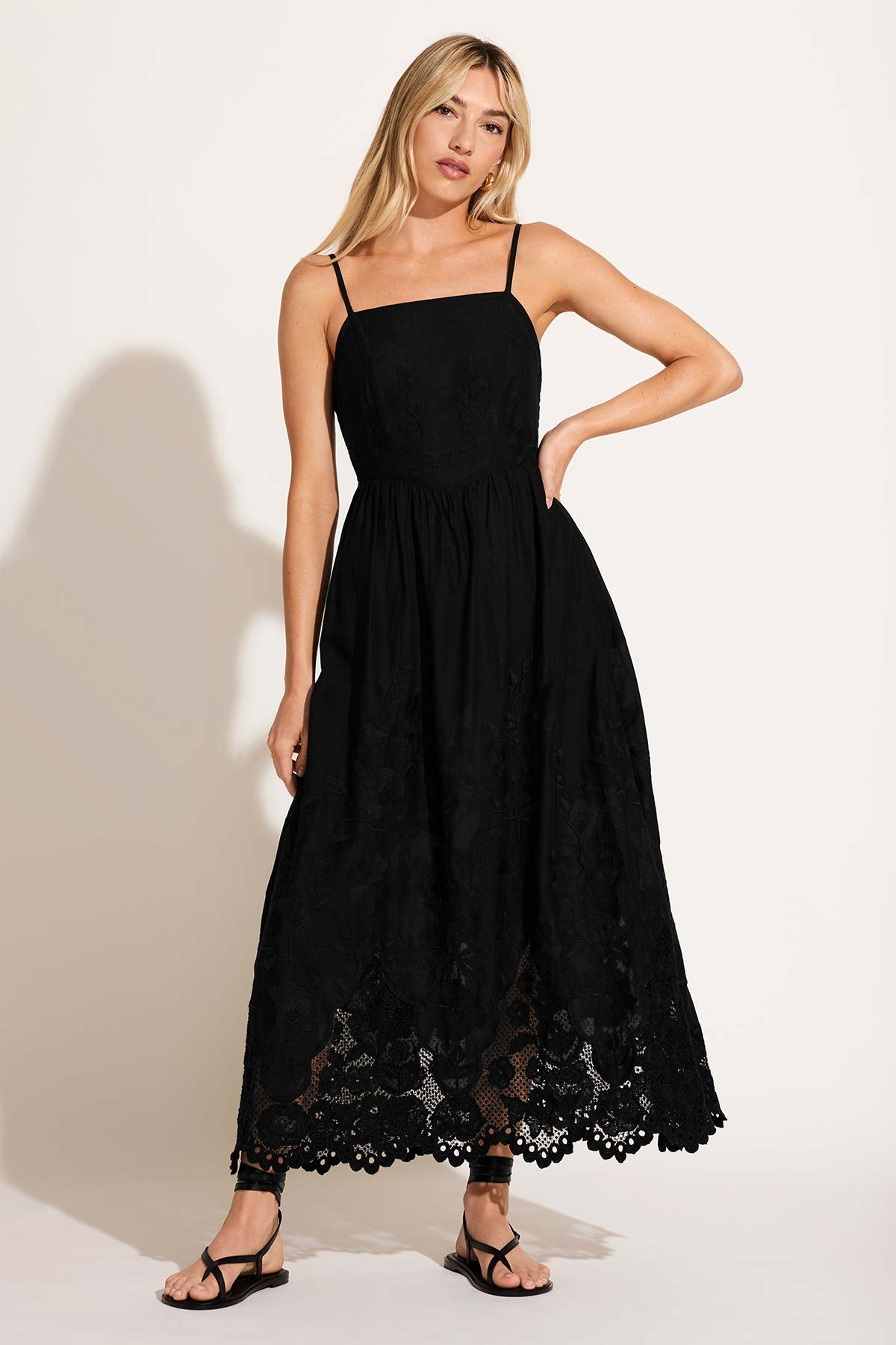 Vitamin A Flora Dress Black Beachside Broderie