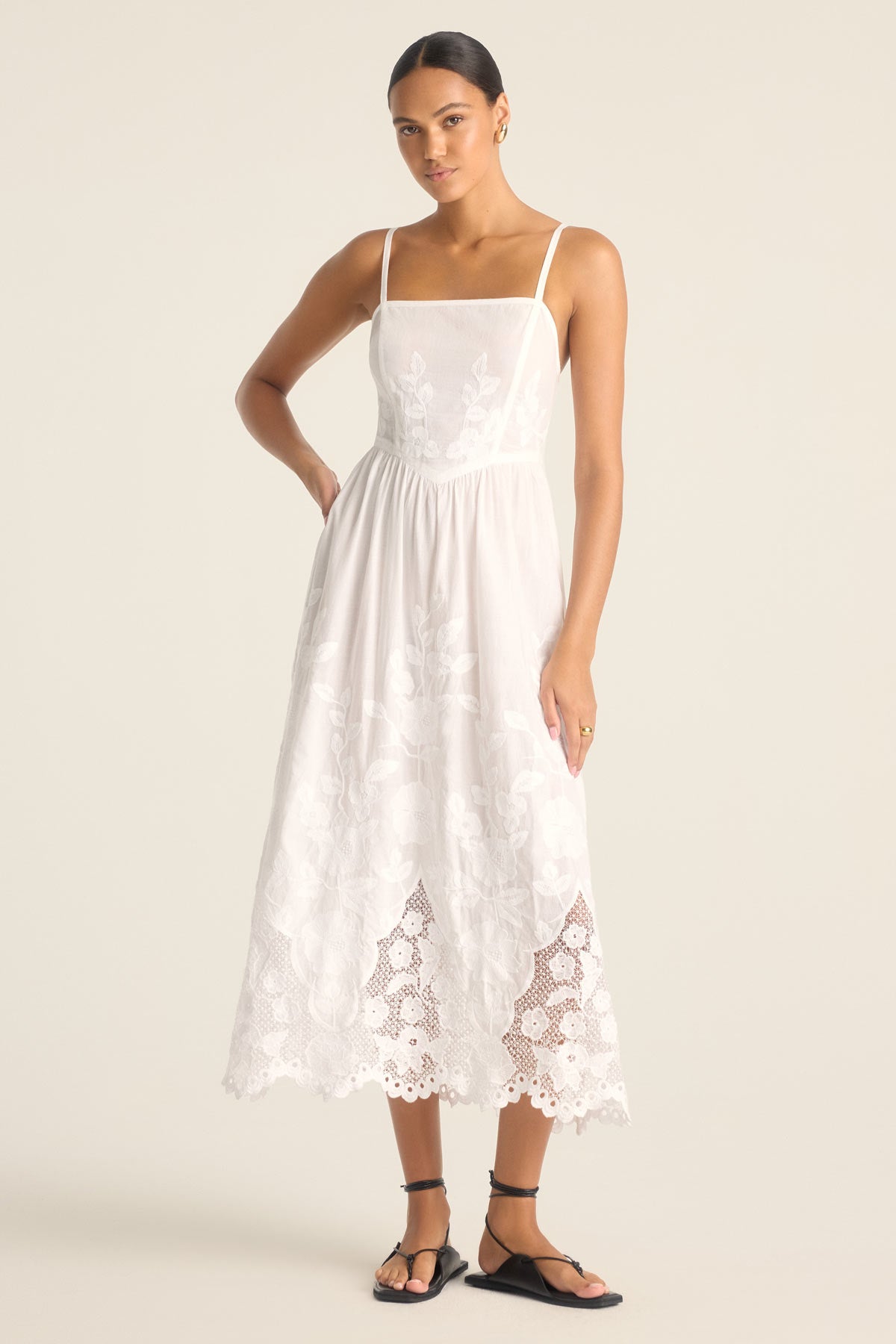 Flora Dress White Beachside Broderie – Vitamin A - Main Image