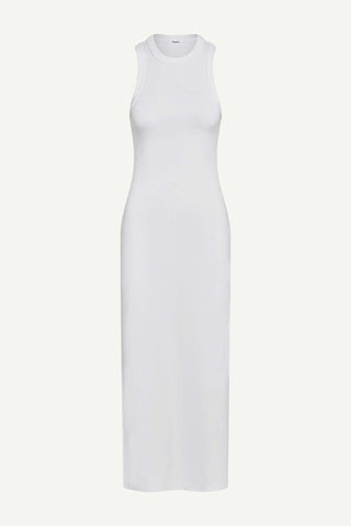 Daybreak Essential Midi Dress - White Cotton Rib
