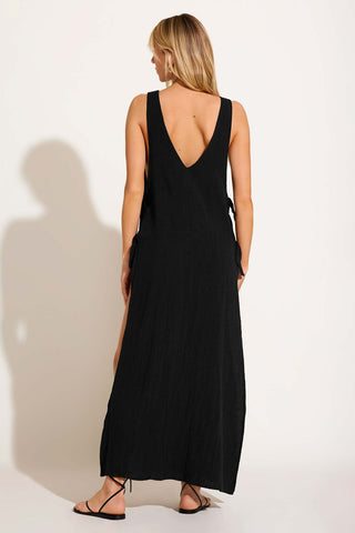 Riviera Dress - Black Crinkle Linen