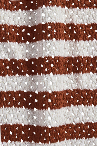 Marea Crochet Resort Shirt - Red Ochre Stripe Crochet