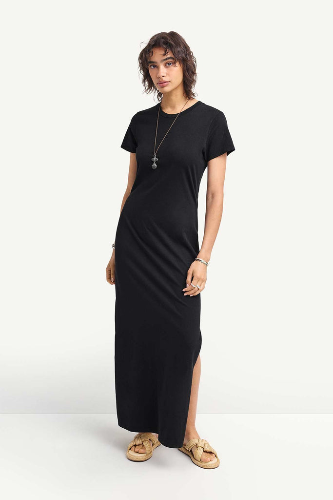 Coast Shirt Dress - Black Cotton Jersey Vitamin A Coast Shirt Dress - Black Cotton Jersey Vitamin A