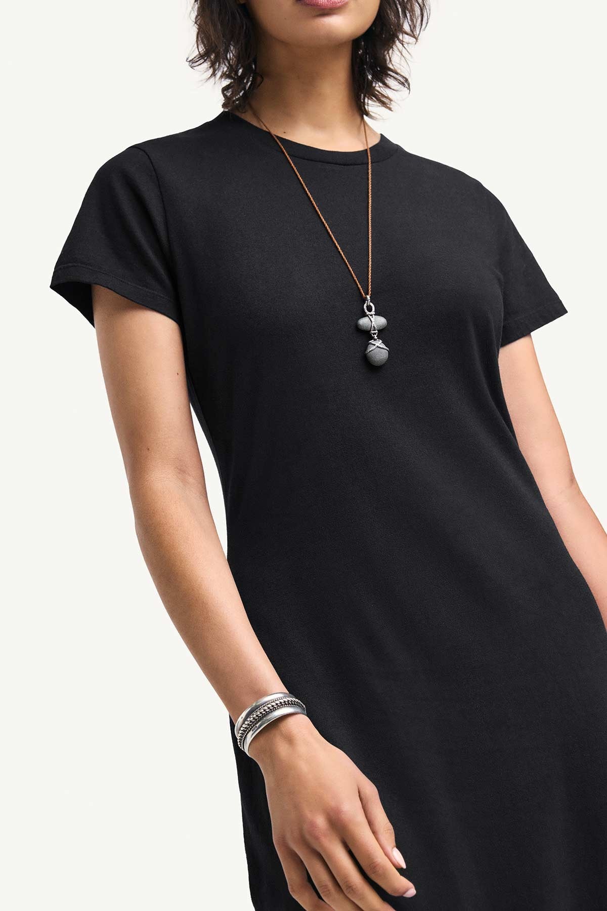 black jersey shirt dress ARKET Jersey Maxi Shirt Dress in Black
