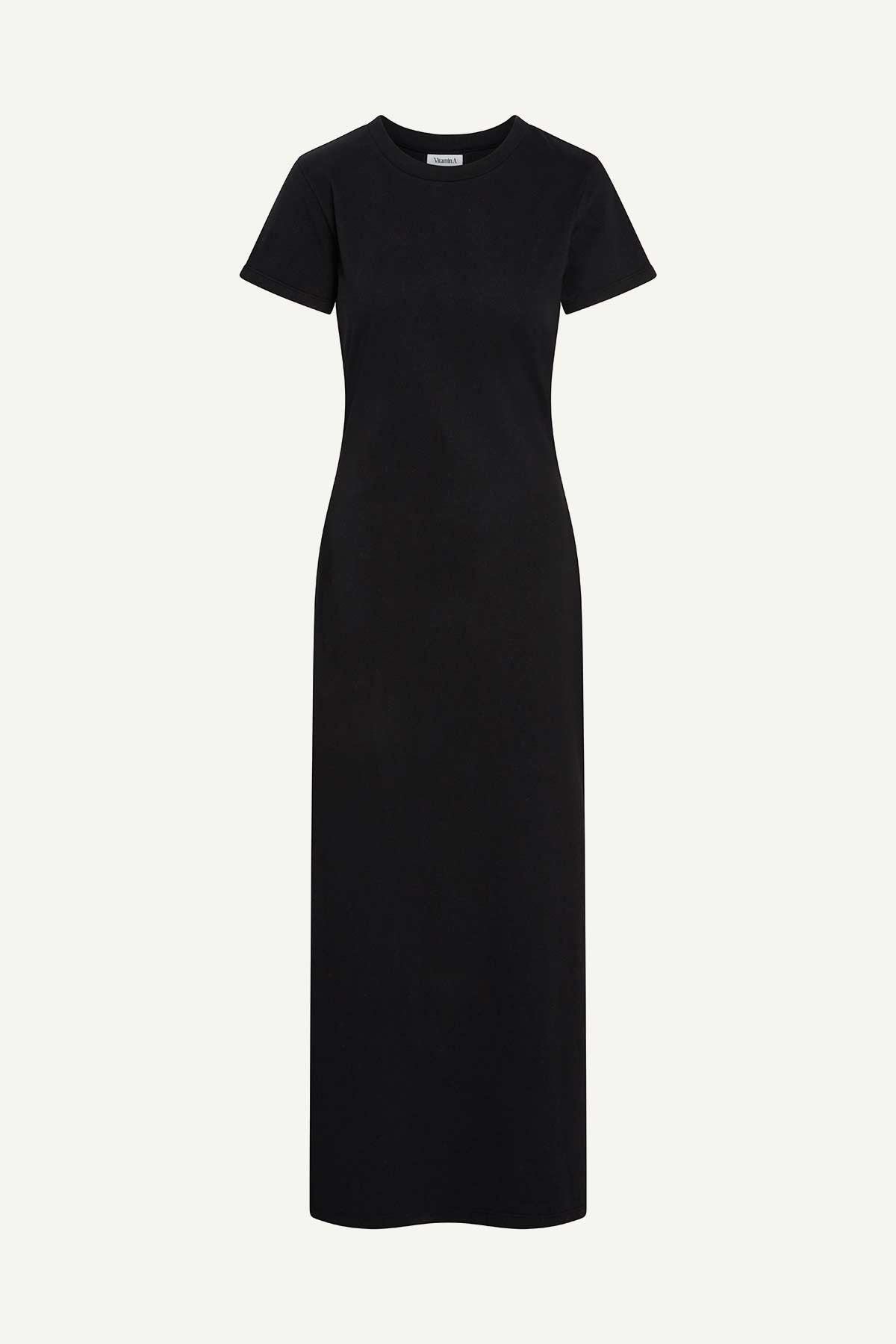 black cotton jersey dress Safi Long Sleeve Dress - Noir Black Cotton Ruffle Midi Dress