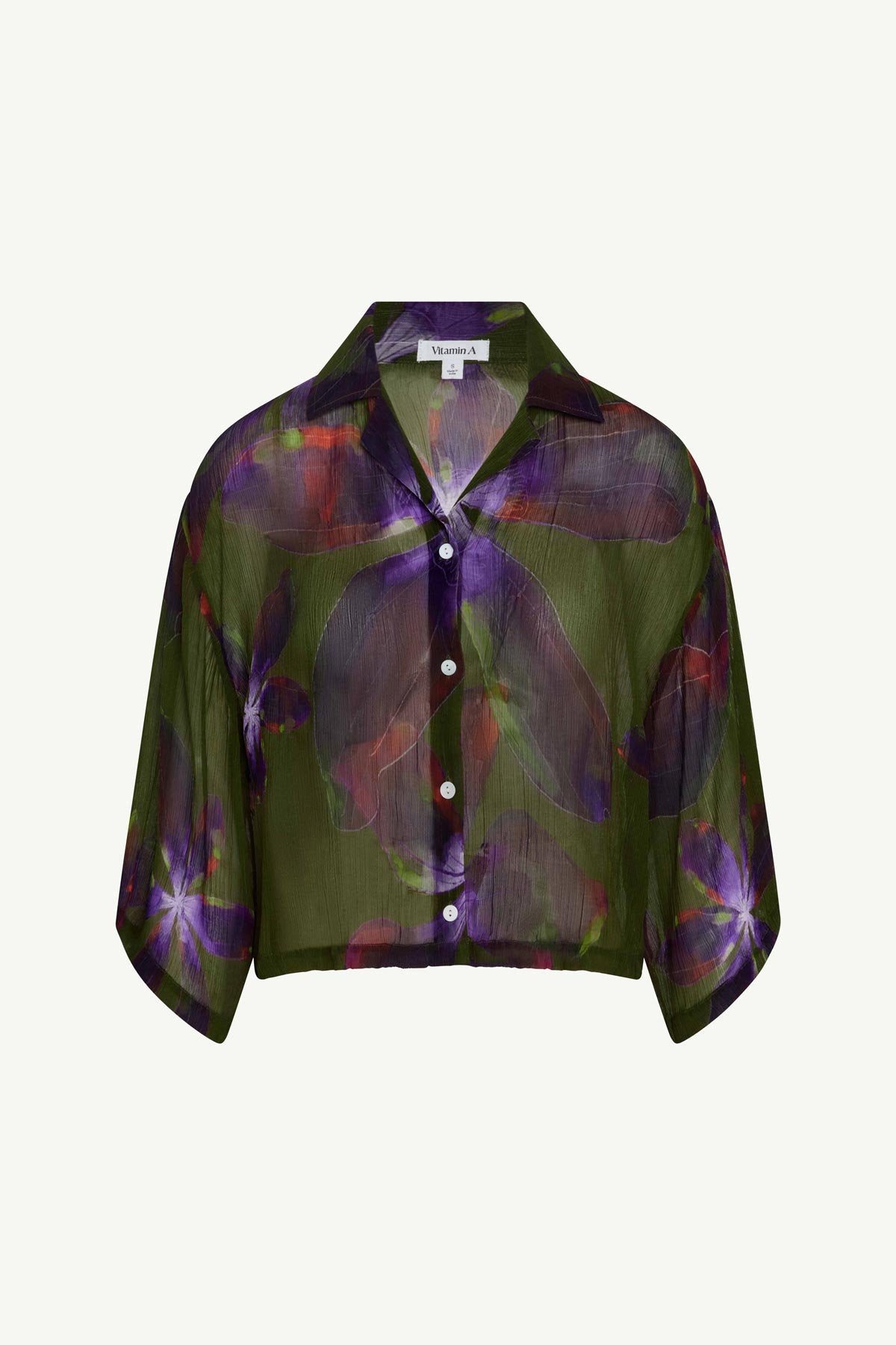 Vitamin A Petra Shirt Watercolor Orchid Cupro Chiffon