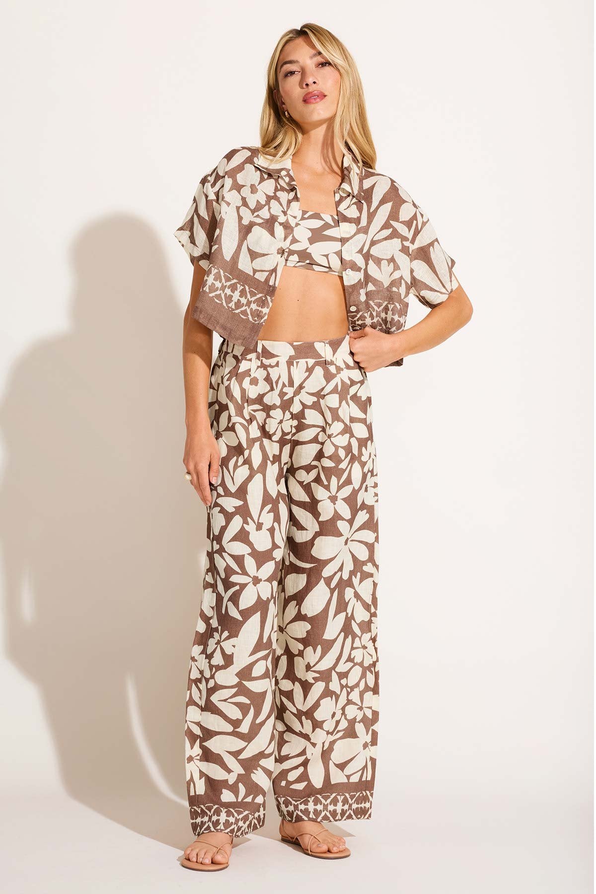 Hana Cropped Shirt - Desert Flower EcoLinen – Vitamin A