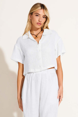 Hana Cropped Shirt - White EcoLinen