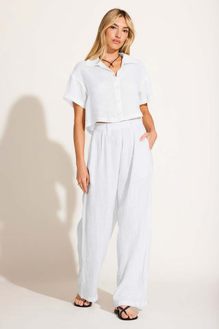 Hana Cropped Shirt - White EcoLinen