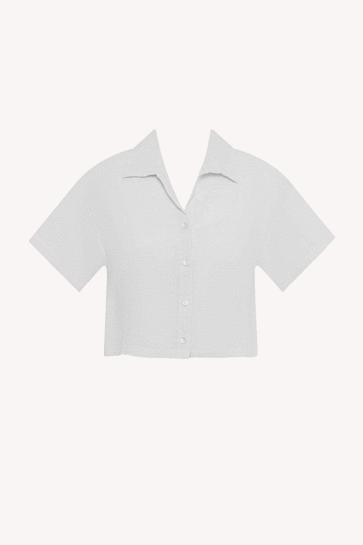 cropped white dress shirt Finely Cropped Button Down In Off White