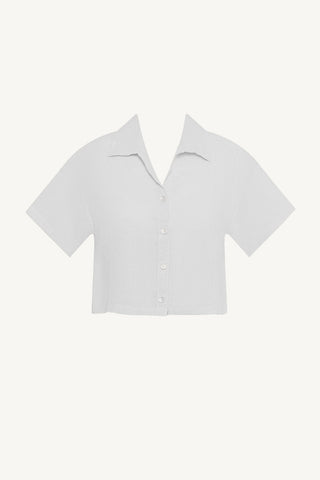 Hana Cropped Shirt - White EcoLinen