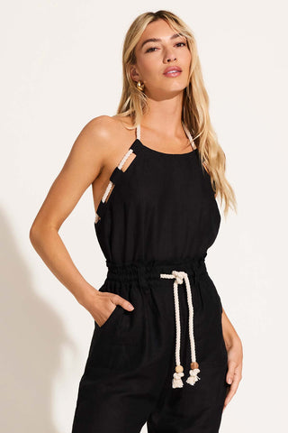 Avery Halter Top - Black EcoLinen