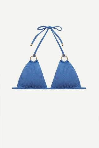 Blue bikini top with O ring details 
