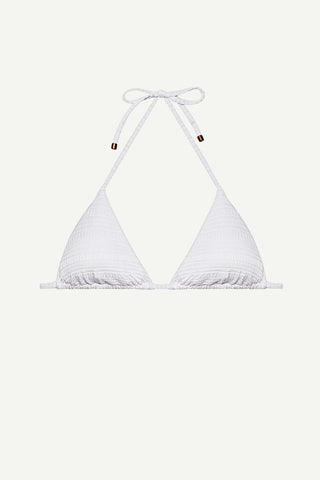 Gia Triangle Top - White Seersucker Stripe