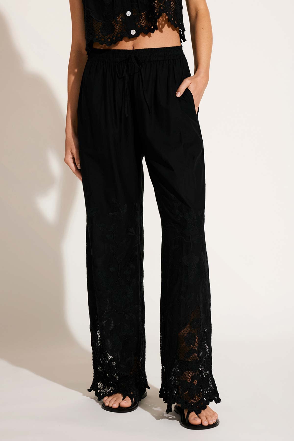 Vitamin A Flora Pant Black Beachside Broderie