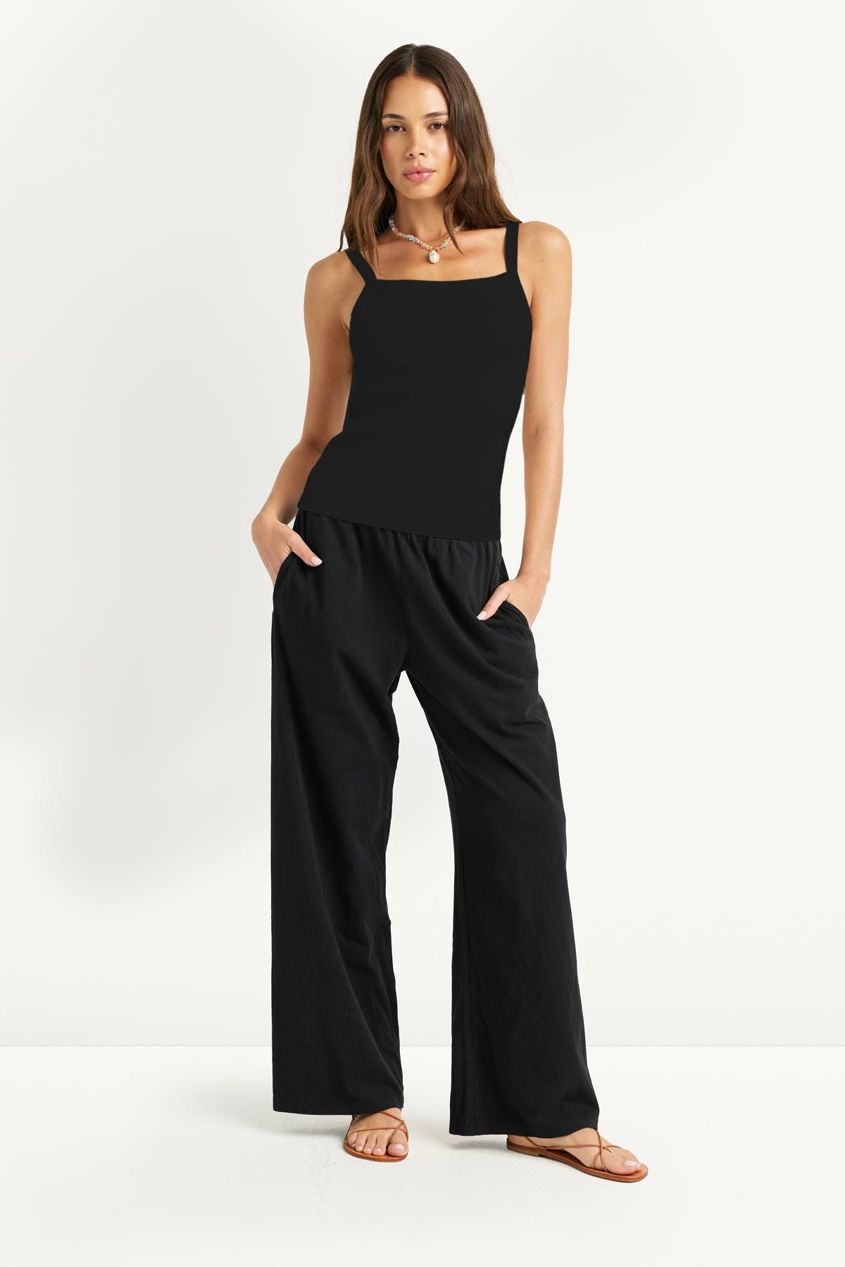 Vitamin A Daybreak Square Neck Tank Black Cotton Rib